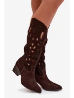 kozačky z přírodního semiše  Čokoládové model 22031659 - Zazoo