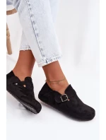 Dámské semišové ekologické polobotky s přezkou Černé model 22038399 - Boto