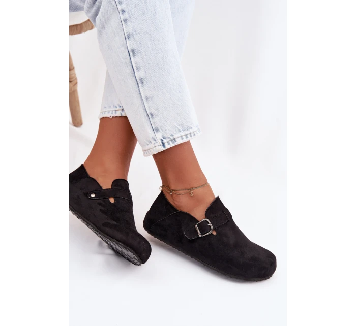 Dámské semišové ekologické polobotky s přezkou Černé model 22038399 - Boto