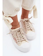 Dámské tenisky s krajkou na platformě Lee Cooper LCW-26-44-4481 Béžové