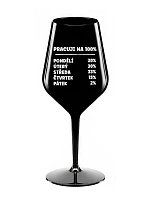 PRACUJI NA 100% - černá nerozbitná sklenice na víno 470 ml