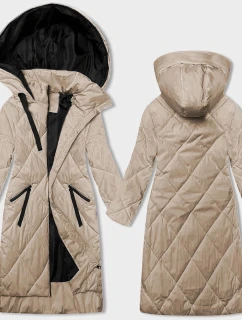 Světle béžová dlouhá dámská zimní bunda (5M3168-84)