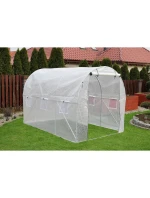 SKLENÍK ZAHRADNÍ TUNEL 200X300X200CM PE KONSTRUKCE BÍLÁ OCEL