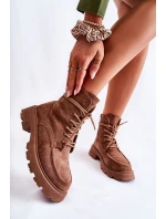 Dámské semišové kozačky zavazované hnědé model 21593381 - Boto Dámské semišové kozačky zavazované hnědé model 21593381 - Boto