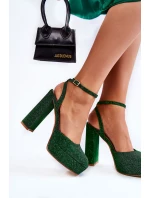 Dámské sandály třpytivé na podpatku model 21597005 - Boto Dámské sandály třpytivé na podpatku model 21597005 - Boto