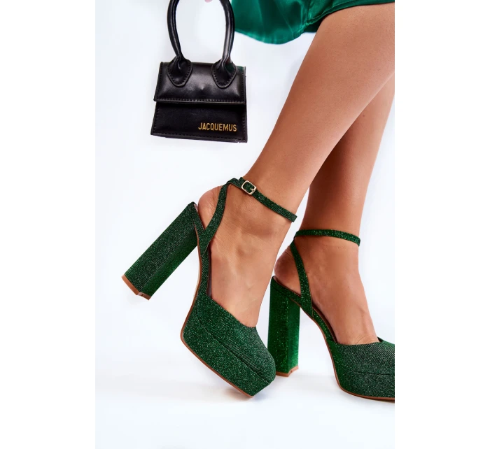 Dámské sandály třpytivé na podpatku model 21597005 - Boto Dámské sandály třpytivé na podpatku model 21597005 - Boto