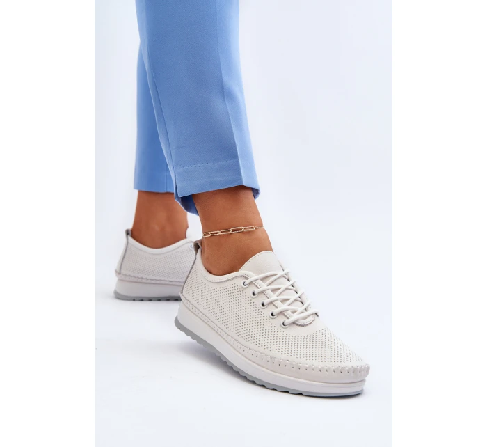 Kožené Sportovní Dámské Tenisky Beige Lalnai Kožené Sportovní Dámské Tenisky Beige Lalnai