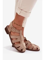 Dámské Sandály s Zlatým Přezkou Béžové model 21937614 - Boto