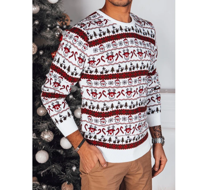 Pánský vánoční svetr bílý Dstreet WX2160 Pánský vánoční svetr bílý Dstreet WX2160