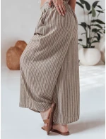 MODERESS dámské pruhované kalhoty s širokými nohavicemi hnědé FashionStreet UY2695