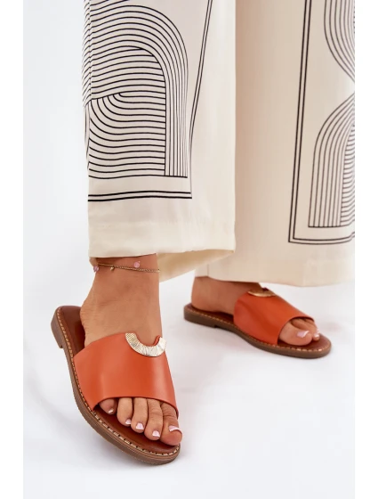 Dámské Pantofle Eko Kožené S Ozdobnými Oranžové model 21689334 - Boto Dámské Pantofle Eko Kožené S Ozdobnými Oranžové model 21689334 - Boto