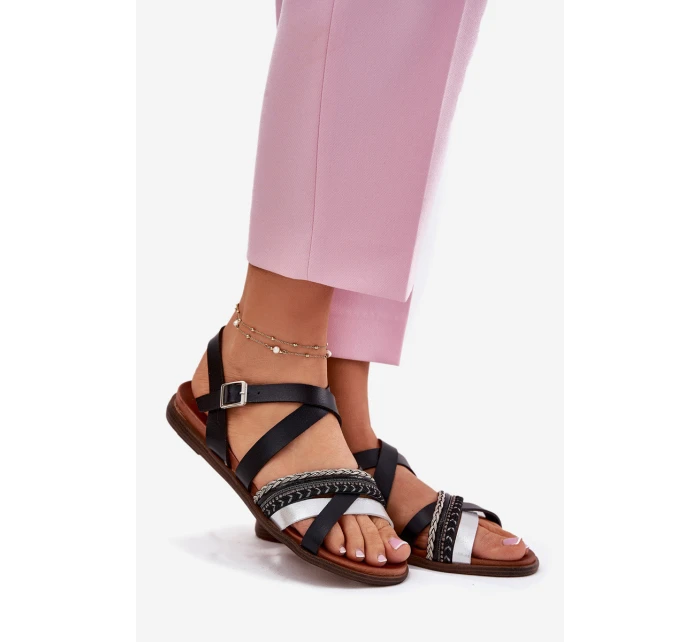 Dámské Ploché Sandály S Pásky Černé model 21697523 - SERGIO LEONE