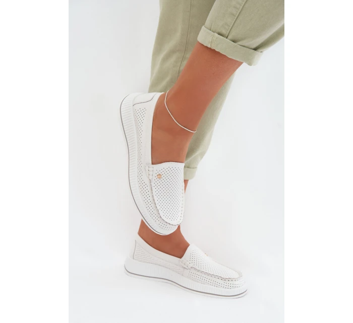 Dámské polobotky z přírodní kůže S.Barski GR61-5980 Bílé