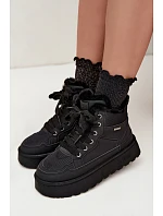 Dámské zimní boty na šněrování s kožíškem Big Star model 22539767 Černé - Big Star Shoes Dámské zimní boty na šněrování s kožíškem Big Star model 22539767 Černé - Big Star Shoes