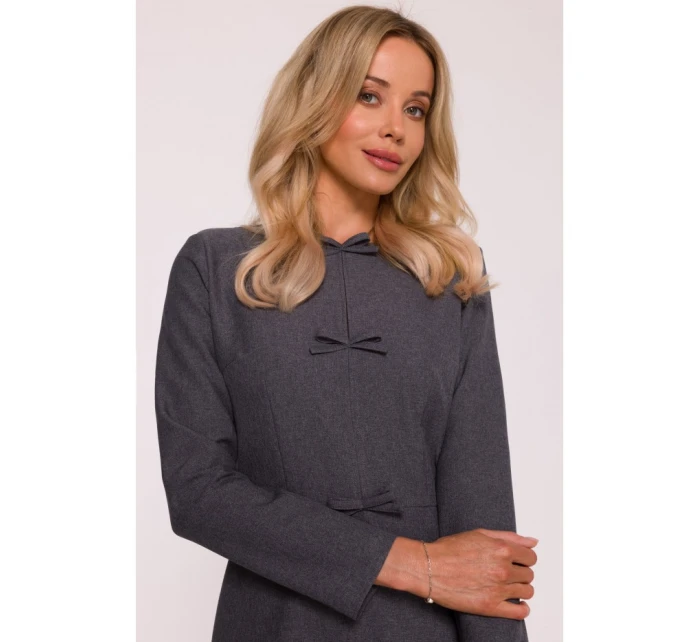 model 21319075 Šaty s mašlemi šedé - STYLOVE