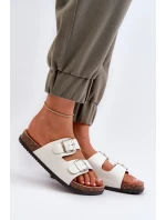 Dámské pantofle s přezkami Bílá Oliena Dámské pantofle s přezkami Bílá Oliena