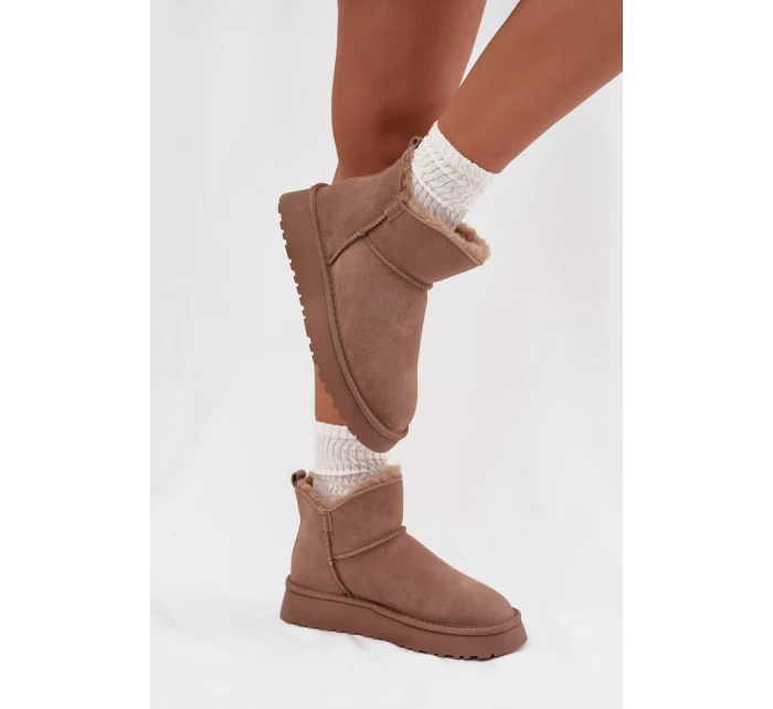 Dámské sněhule z přírodního semiše Vinceza – béžové Dámské sněhule z přírodního semiše Vinceza – béžové