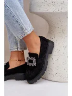 Dámské mokasíny na podpatku JH23-61 Černá - Step in style