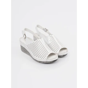 Designové dámské  sandály bílé na klínku
