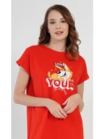Dámská noční košile s krátkým rukávem Love model 17360693 - Vienetta Dámská noční košile s krátkým rukávem Love model 17360693 - Vienetta