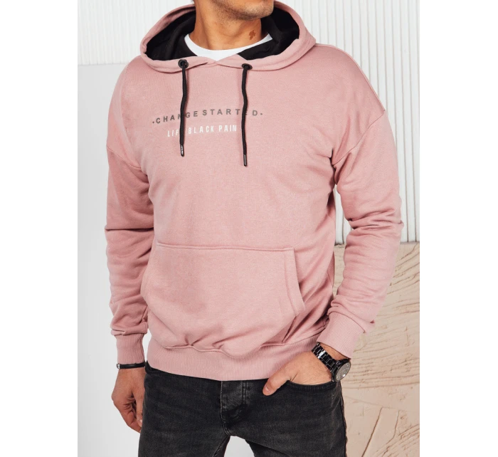 Pánská růžová mikina s potiskem Dstreet model 21976138 - FashionStreet Pánská růžová mikina s potiskem Dstreet model 21976138 - FashionStreet