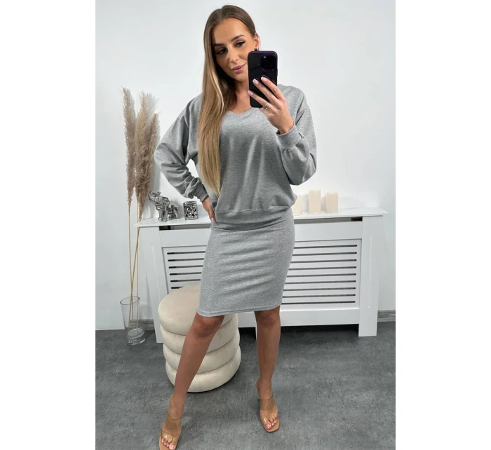 Halenka + pruhované šaty šedé