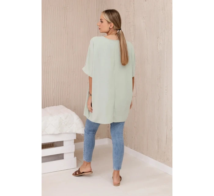 Oversized halenka s přívěskem světlá máta Oversized halenka s přívěskem světlá máta