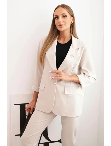 Dámská souprava Punto elegantní sako a kalhoty béžový Dámská souprava Punto elegantní sako a kalhoty béžový