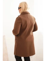 Dámský elegantní kabát Plus Size s límcem a velkými kapsami model 21468734 - K-Fashion Dámský elegantní kabát Plus Size s límcem a velkými kapsami model 21468734 - K-Fashion