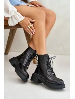 Dámské Zateplené Kožené Boty Černé model 21673867 - Goe Dámské Zateplené Kožené Boty Černé model 21673867 - Goe