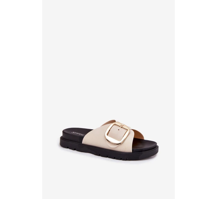 Dámské sandály na platformě se zlatou sponou béžové Jovira