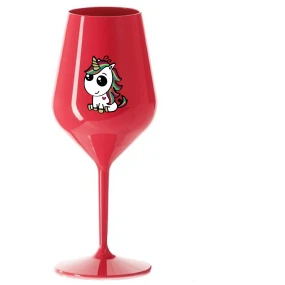 DUHOVÝ JEDNOROŽEC - červený nerozbitný pohár na víno 470 ml