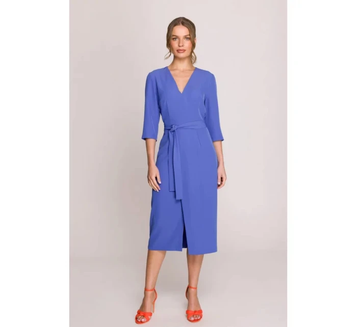 Šaty se zavinovacími detaily model 21069649 modré - STYLOVE Šaty se zavinovacími detaily model 21069649 modré - STYLOVE