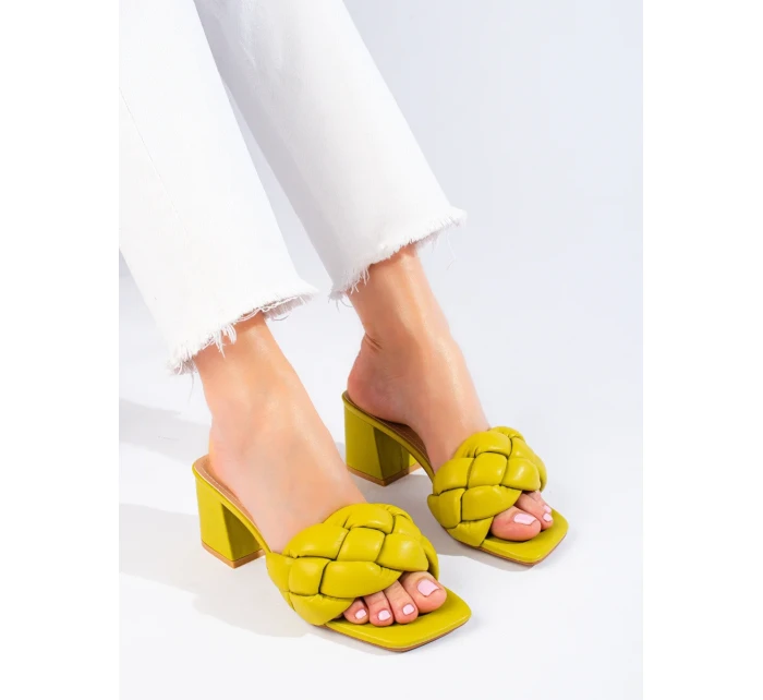 Pohodlné nazouváky zelené dámské na širokém podpatku Pohodlné nazouváky zelené dámské na širokém podpatku