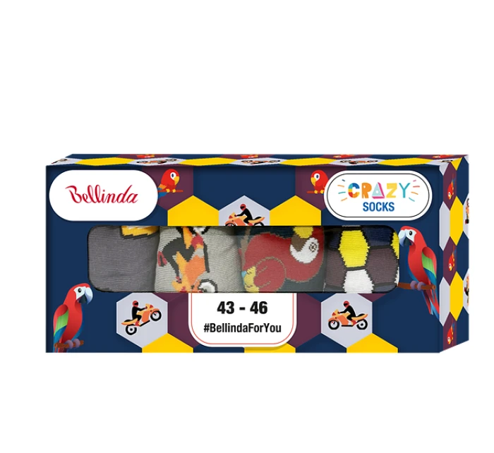 Dárková krabička zábavných crazy ponožek 4 páry CRAZY SOCKS BOX - BELLINDA - modrá Dárková krabička zábavných crazy ponožek 4 páry CRAZY SOCKS BOX - BELLINDA - modrá