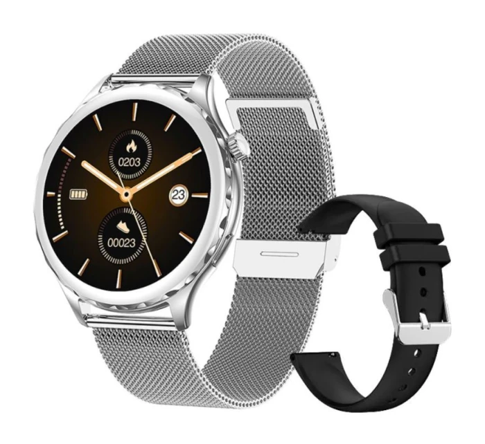 Dámské chytré hodinky Rubicon RNCF02-1 Silver + Black Silicone Strap Dámské chytré hodinky Rubicon RNCF02-1 Silver + Black Silicone Strap