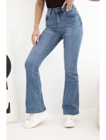 Dámské džíny s rozšířenou nohavicí a vysokým pasem modré
