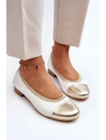 Zazoo 2890 Kožené baleríny bílo-zlaté