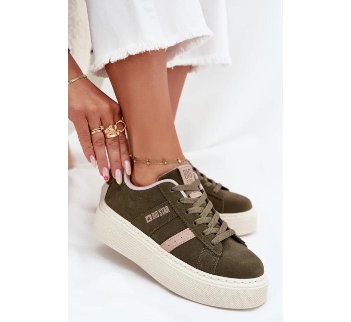 Dámské Tenisky Na Platformě Big Star SS274349 Zelené Dámské Tenisky Na Platformě Big Star SS274349 Zelené