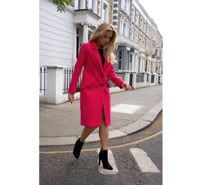 M758 Kabát na knoflíky - fuchsiový