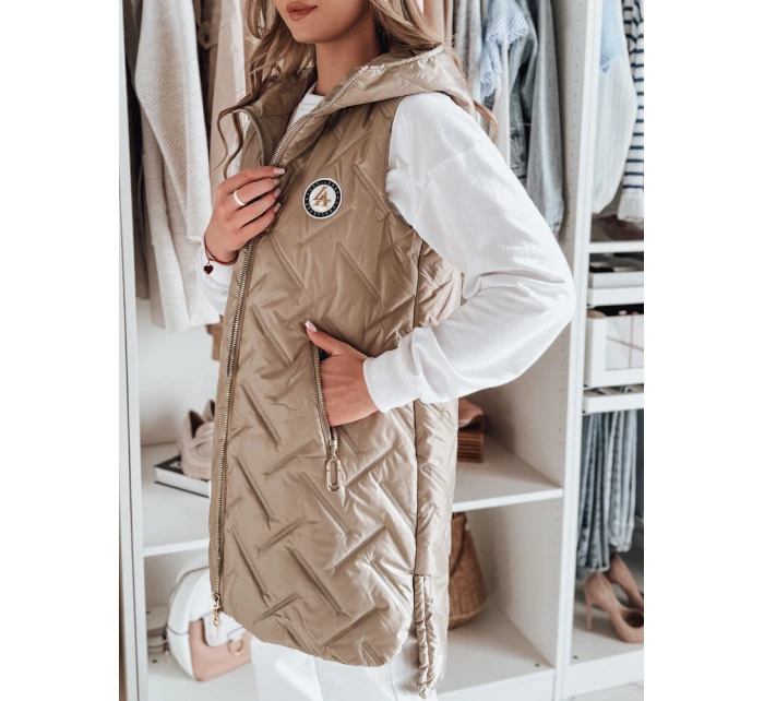 Dámská přechodná prošívaná vesta GRANDI camel FashionStreet TY4829