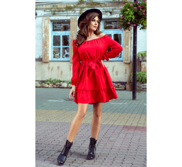 DAISY - Červené dámské šaty s volánky 265-4