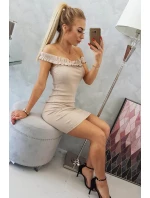 Španělské šaty s volánky béžové Španělské šaty s volánky béžové