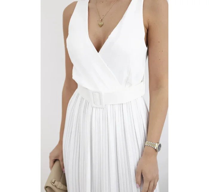 Plisovaná viskózová kombinéza ecru