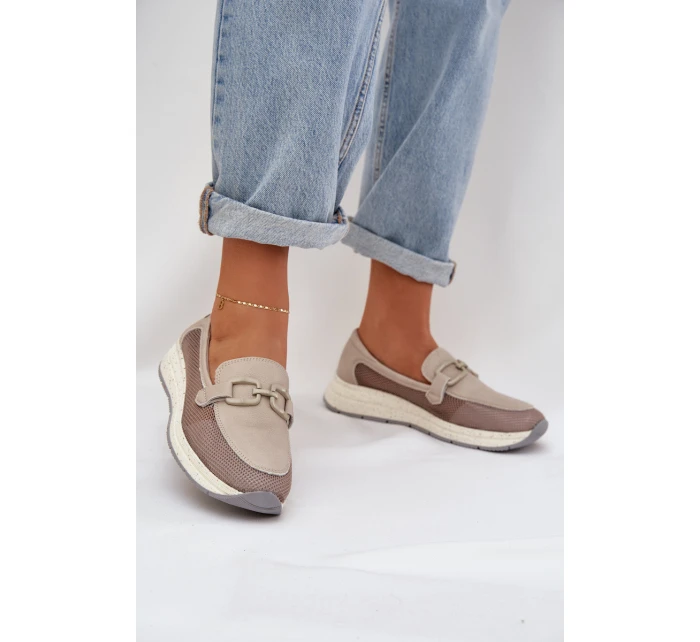 Dámské Kožené Mokasíny D&A model 21685986 Šedé - S.Barski Dámské Kožené Mokasíny D&A model 21685986 Šedé - S.Barski