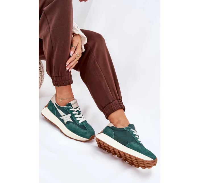 Dámské Sportovní Boty Z Semiše Na Platformě model 21686705 Zelené - VINCEZA