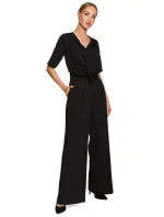 M703 Overal s výstřihem do V - černá