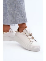 Dámské kožené tenisky na platformě s kolíky D&A White Dámské kožené tenisky na platformě s kolíky D&A White