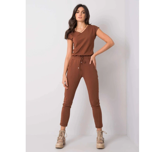 Hnědé dámské úpletové kalhoty typu chino model 21470493 - Factory Price