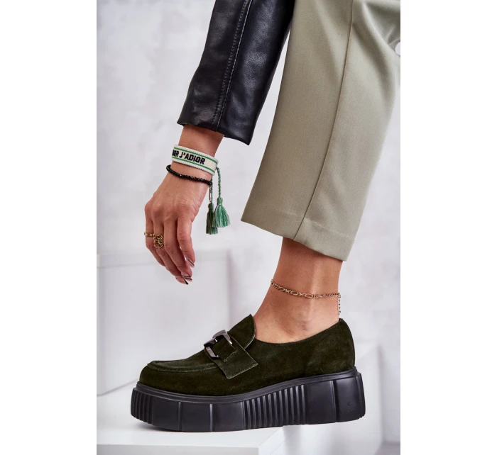 Módní semišové boty na platformě Khaki model 21598683 - Boto